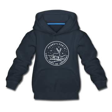 Pennsylvania Youth Hoodie - State Design Youth Pennsylvania Hooded Sweatshirt - navy