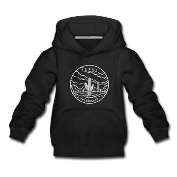 Texas Youth Hoodie - State Design Youth Texas Hooded Sweatshirt - black