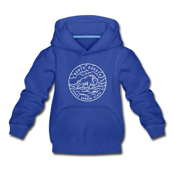 North Dakota Youth Hoodie - State Design Youth North Dakota Hooded Sweatshirt - royal blue