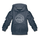 North Dakota Youth Hoodie - State Design Youth North Dakota Hooded Sweatshirt - heather denim