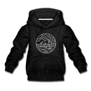 North Dakota Youth Hoodie - State Design Youth North Dakota Hooded Sweatshirt - charcoal gray