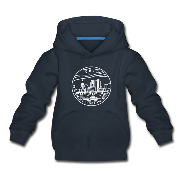Ohio Youth Hoodie - State Design Youth Ohio Hooded Sweatshirt - navy