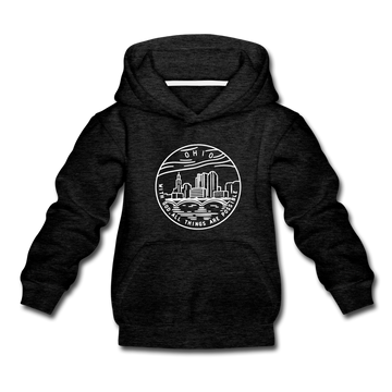 Ohio Youth Hoodie - State Design Youth Ohio Hooded Sweatshirt - charcoal gray