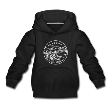 Oregon Youth Hoodie - State Design Youth Oregon Hooded Sweatshirt - black
