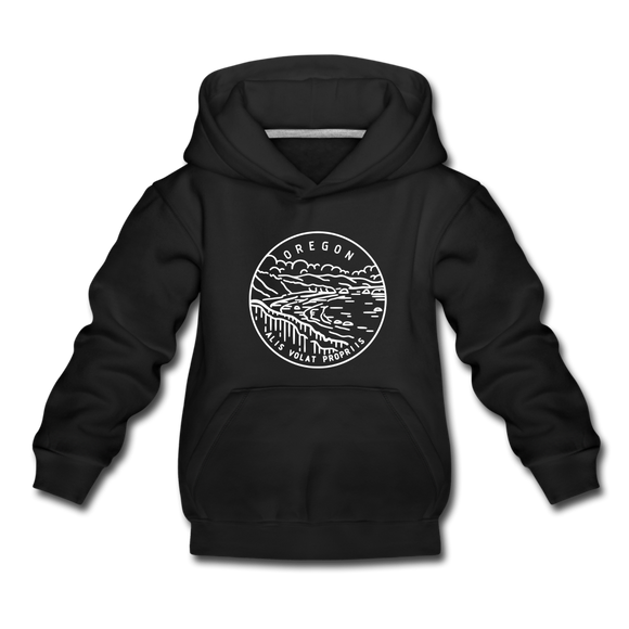 Oregon Youth Hoodie - State Design Youth Oregon Hooded Sweatshirt - black