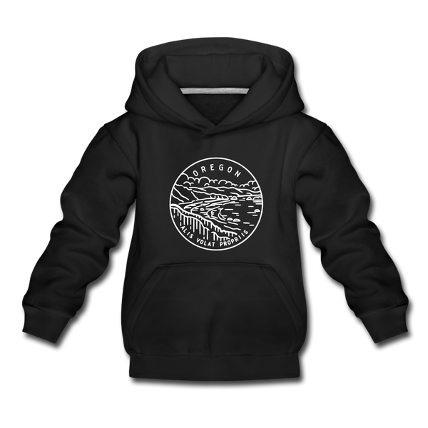 Oregon Youth Hoodie - State Design Youth Oregon Hooded Sweatshirt - black