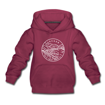 Oregon Youth Hoodie - State Design Youth Oregon Hooded Sweatshirt - burgundy