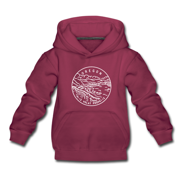 Oregon Youth Hoodie - State Design Youth Oregon Hooded Sweatshirt - burgundy