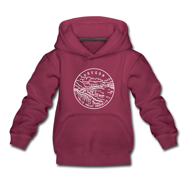 Oregon Youth Hoodie - State Design Youth Oregon Hooded Sweatshirt - burgundy