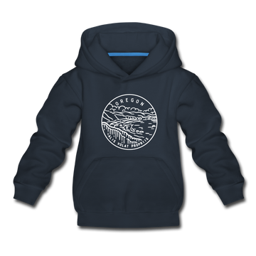 Oregon Youth Hoodie - State Design Youth Oregon Hooded Sweatshirt - navy