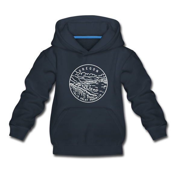Oregon Youth Hoodie - State Design Youth Oregon Hooded Sweatshirt - navy