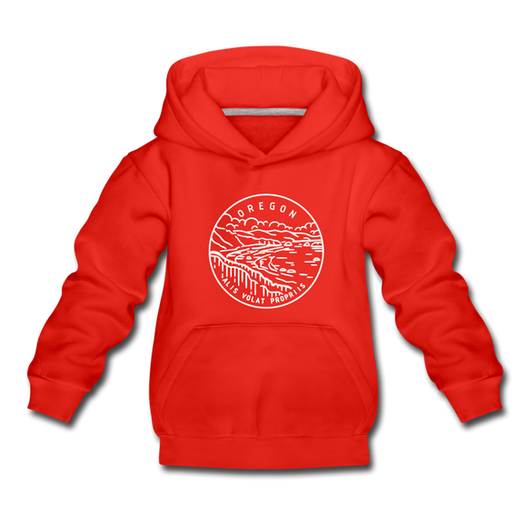 Oregon Youth Hoodie - State Design Youth Oregon Hooded Sweatshirt - red
