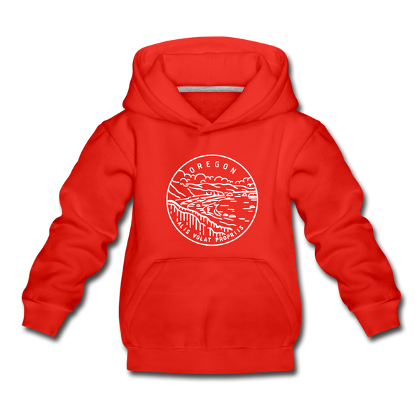 Oregon Youth Hoodie - State Design Youth Oregon Hooded Sweatshirt - red