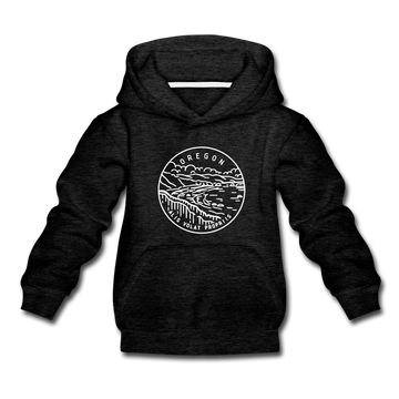 Oregon Youth Hoodie - State Design Youth Oregon Hooded Sweatshirt - charcoal gray