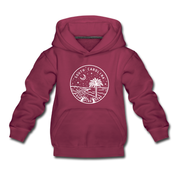 South Carolina Youth Hoodie - State Design Youth South Carolina Hooded Sweatshirt - burgundy