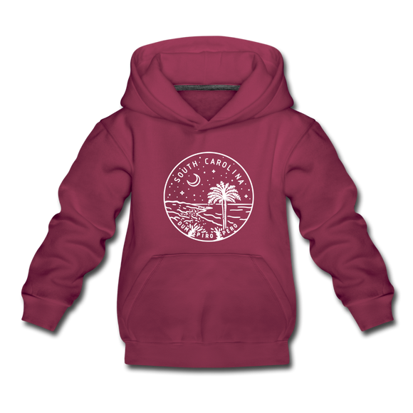 South Carolina Youth Hoodie - State Design Youth South Carolina Hooded Sweatshirt - burgundy