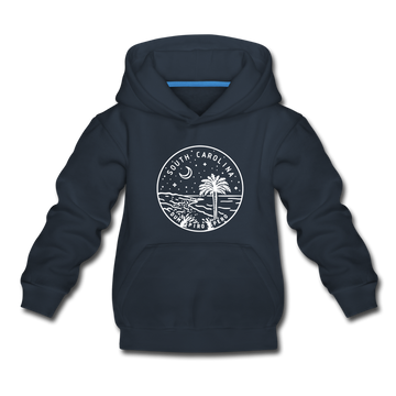 South Carolina Youth Hoodie - State Design Youth South Carolina Hooded Sweatshirt - navy