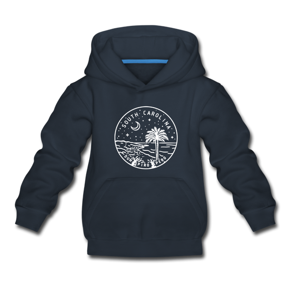 South Carolina Youth Hoodie - State Design Youth South Carolina Hooded Sweatshirt - navy