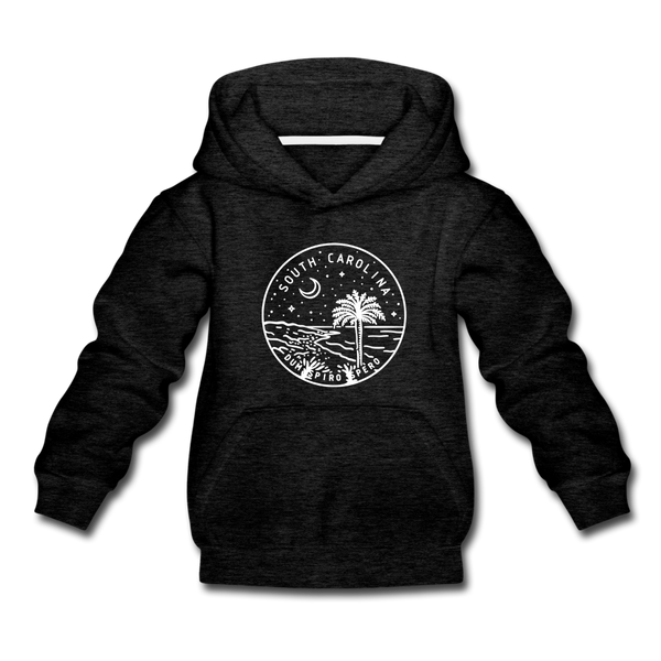 South Carolina Youth Hoodie - State Design Youth South Carolina Hooded Sweatshirt - charcoal gray