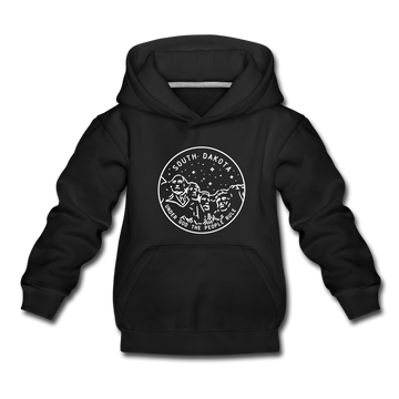 South Dakota Youth Hoodie - State Design Youth South Dakota Hooded Sweatshirt - black