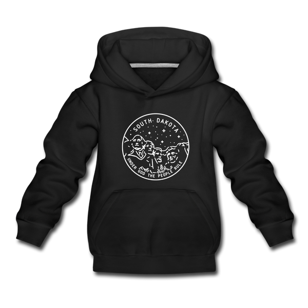 South Dakota Youth Hoodie - State Design Youth South Dakota Hooded Sweatshirt - black