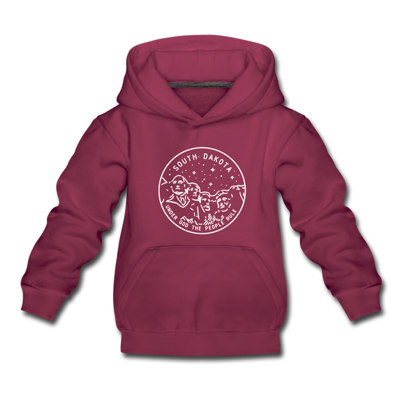 South Dakota Youth Hoodie - State Design Youth South Dakota Hooded Sweatshirt - burgundy