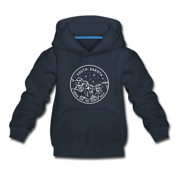 South Dakota Youth Hoodie - State Design Youth South Dakota Hooded Sweatshirt - navy