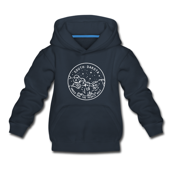 South Dakota Youth Hoodie - State Design Youth South Dakota Hooded Sweatshirt - navy