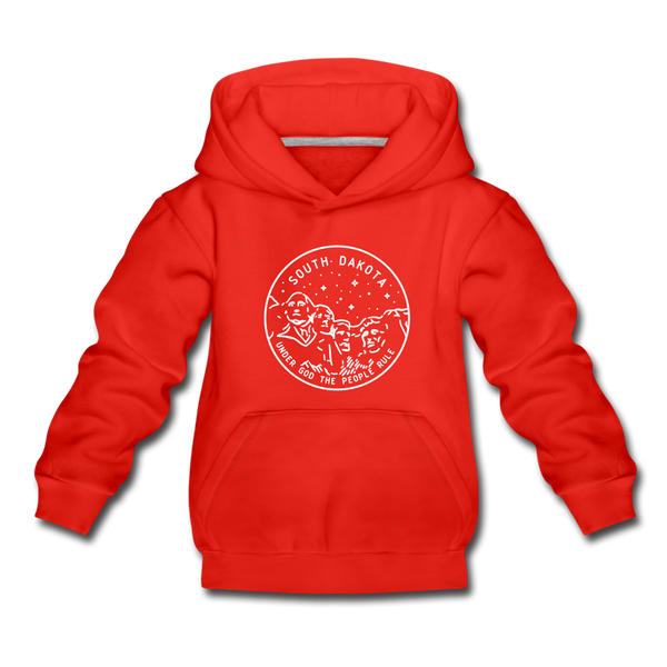South Dakota Youth Hoodie - State Design Youth South Dakota Hooded Sweatshirt - red
