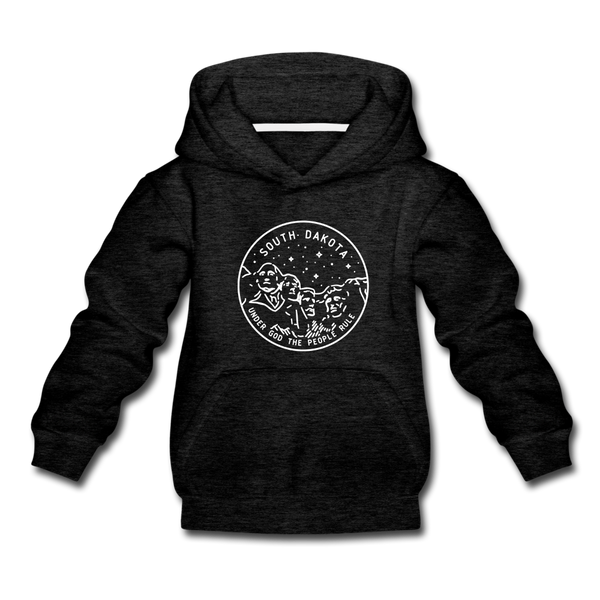 South Dakota Youth Hoodie - State Design Youth South Dakota Hooded Sweatshirt - charcoal gray