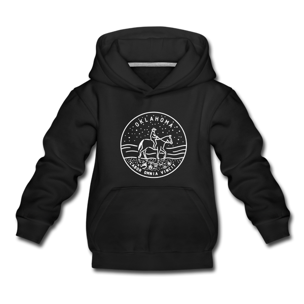 Oklahoma Youth Hoodie - State Design Youth Oklahoma Hooded Sweatshirt - black
