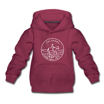 Oklahoma Youth Hoodie - State Design Youth Oklahoma Hooded Sweatshirt - burgundy