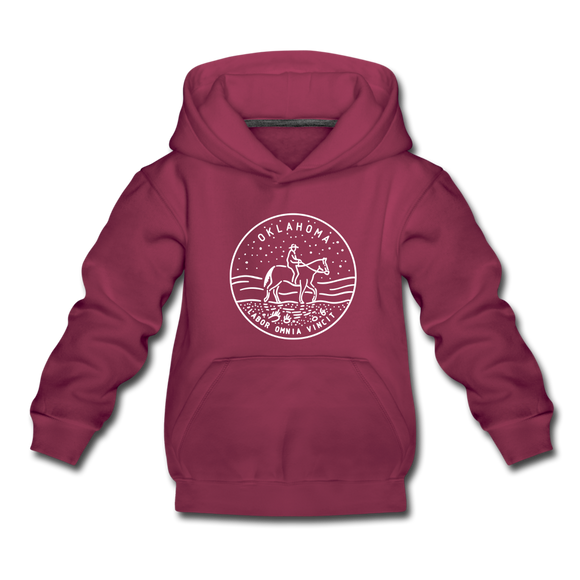 Oklahoma Youth Hoodie - State Design Youth Oklahoma Hooded Sweatshirt - burgundy