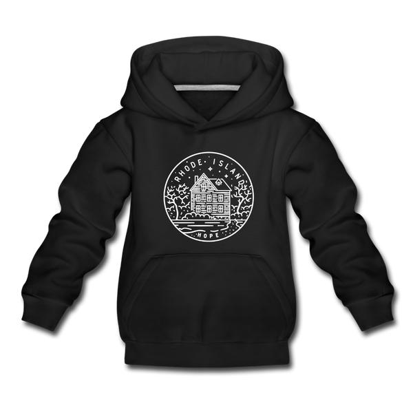 Rhode Island Youth Hoodie - State Design Youth Rhode Island Hooded Sweatshirt - black