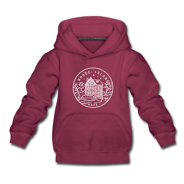 Rhode Island Youth Hoodie - State Design Youth Rhode Island Hooded Sweatshirt - burgundy