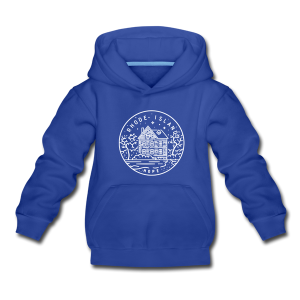 Rhode Island Youth Hoodie - State Design Youth Rhode Island Hooded Sweatshirt - royal blue