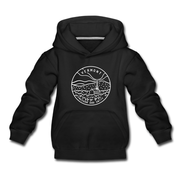 Vermont Youth Hoodie - State Design Youth Vermont Hooded Sweatshirt - black