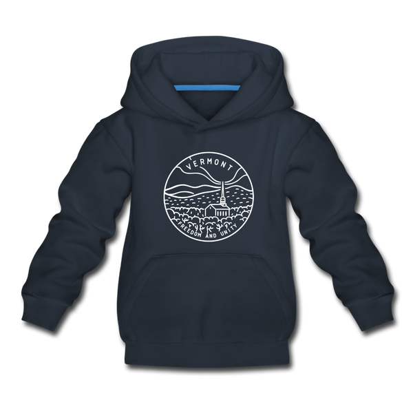 Vermont Youth Hoodie - State Design Youth Vermont Hooded Sweatshirt - navy