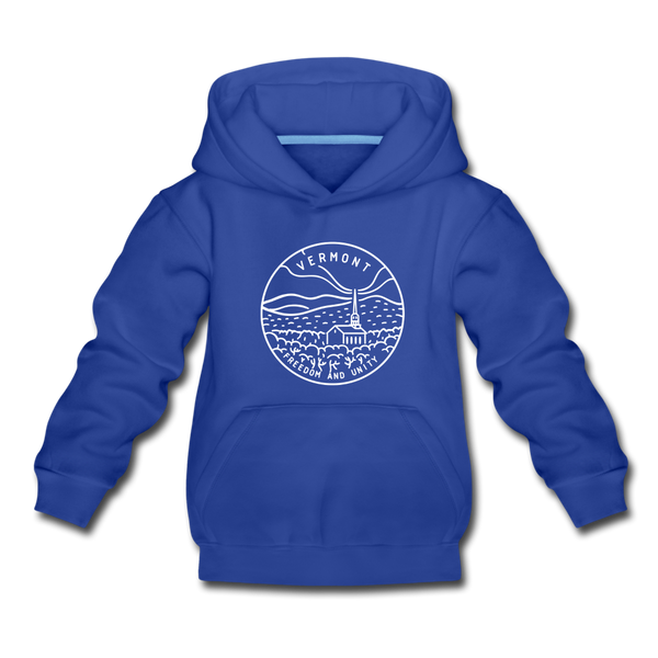 Vermont Youth Hoodie - State Design Youth Vermont Hooded Sweatshirt - royal blue
