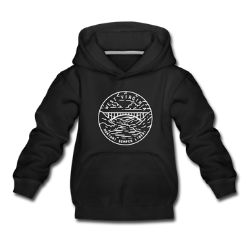 West Virginia Youth Hoodie - State Design Youth West Virginia Hooded Sweatshirt - black