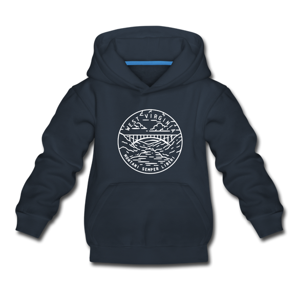 West Virginia Youth Hoodie - State Design Youth West Virginia Hooded Sweatshirt - navy