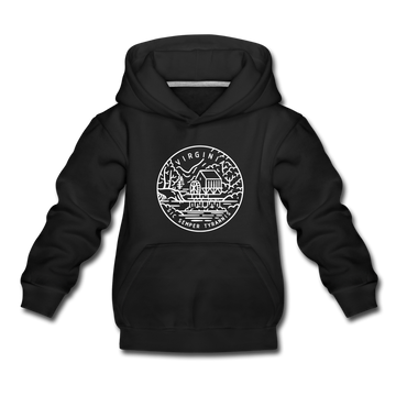 Virginia Youth Hoodie - State Design Youth Virginia Hooded Sweatshirt - black