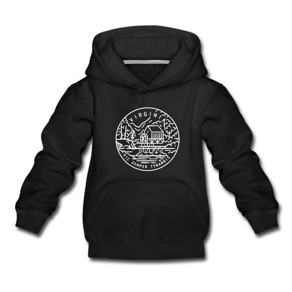 Virginia Youth Hoodie - State Design Youth Virginia Hooded Sweatshirt - black