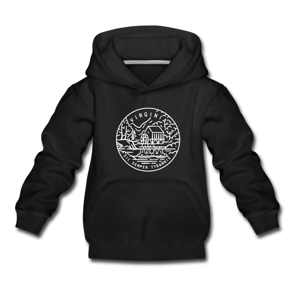 Virginia Youth Hoodie - State Design Youth Virginia Hooded Sweatshirt - black