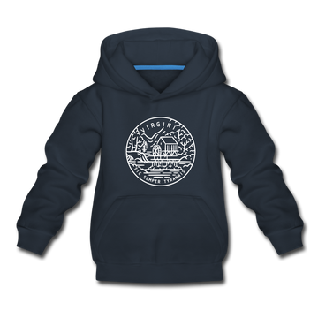 Virginia Youth Hoodie - State Design Youth Virginia Hooded Sweatshirt - navy
