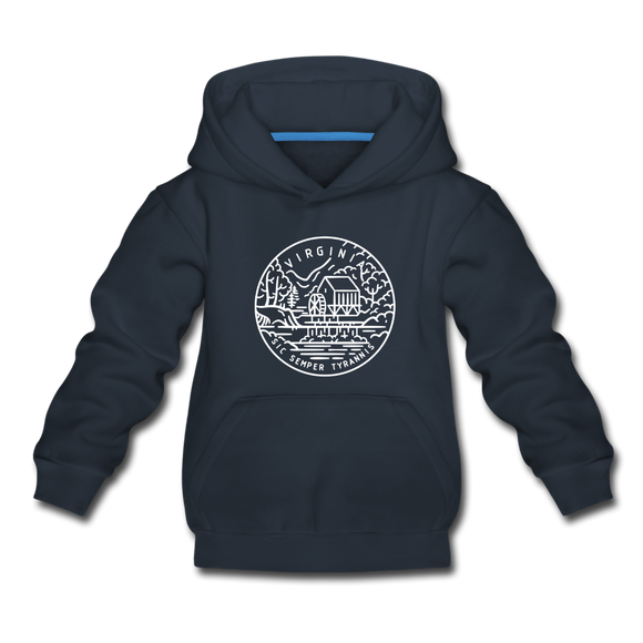 Virginia Youth Hoodie - State Design Youth Virginia Hooded Sweatshirt - navy