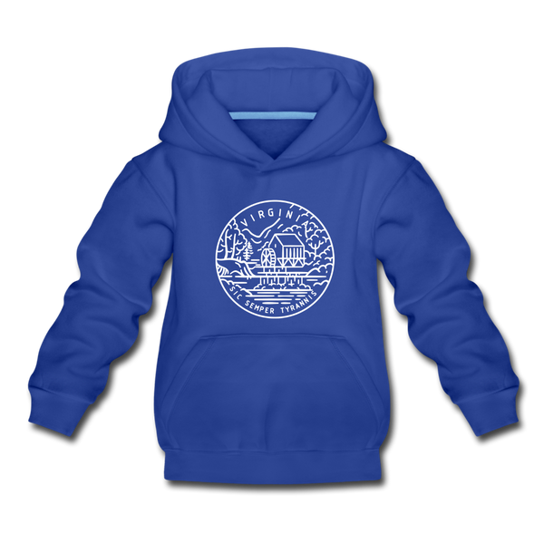 Virginia Youth Hoodie - State Design Youth Virginia Hooded Sweatshirt - royal blue