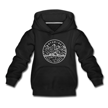 Wyoming Youth Hoodie - State Design Youth Wyoming Hooded Sweatshirt - black