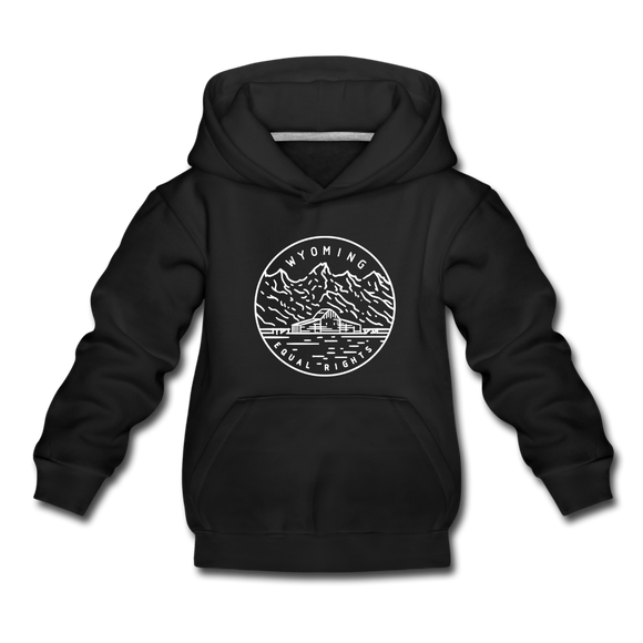 Wyoming Youth Hoodie - State Design Youth Wyoming Hooded Sweatshirt - black