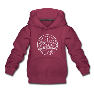 Wyoming Youth Hoodie - State Design Youth Wyoming Hooded Sweatshirt - burgundy